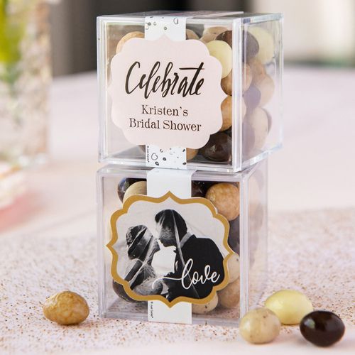 Personalized Bridal Shower JUST CANDY® favor cube with Premium New York Espresso Beans