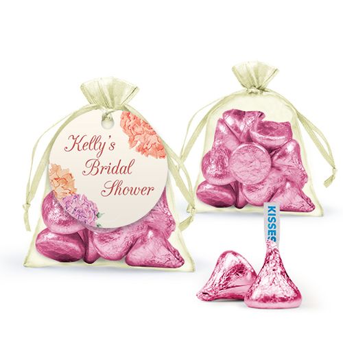 Personalized Bridal Shower Favor Assembled Organza Bag Filled with Hershey's Kisses