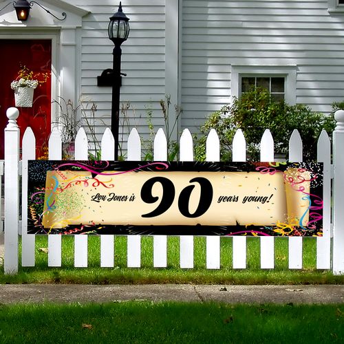 Personalized Confetti 90th Birthday 5 Ft. Banner