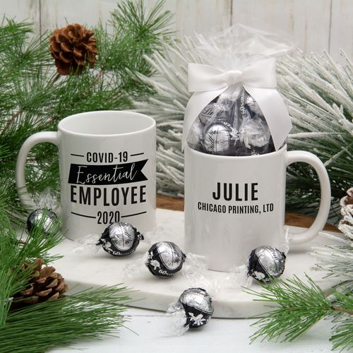 Personalized Covid-19 Essential Employee 11oz Mug with Lindt Truffles