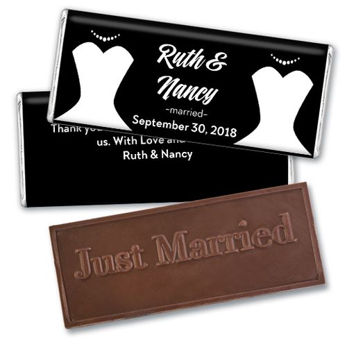 Personalized Lesbian Wedding Bride & Bride Embossed Chocolate Bar