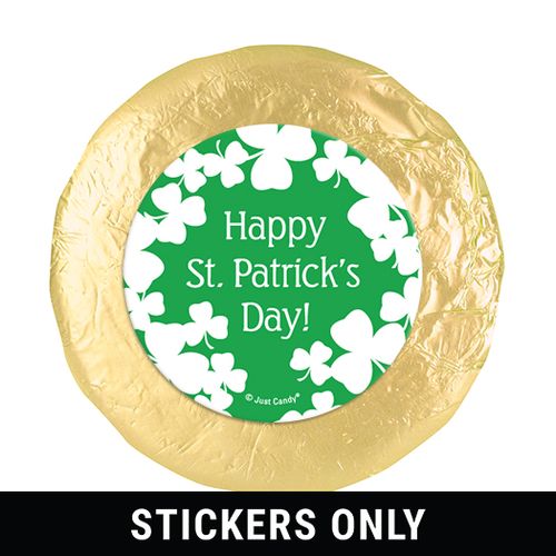 St. Patrick's Day White Clovers 1.25" Stickers (48 Stickers)