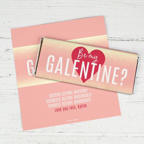 Personalized Valentine's Day Chocolate Bar Wrapper Only - Be My Galentine