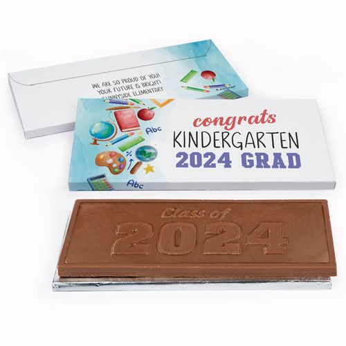 Deluxe Personalized Kindergarten Grad Graduation Embossed Chocolate Bar in Gift Box