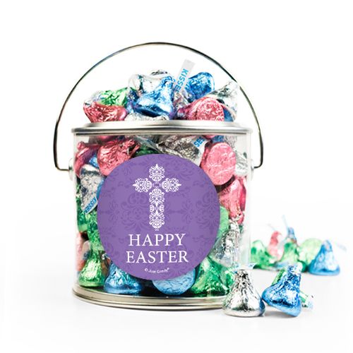 Easter Purple Cross Silver Paint Can with Sticker - 12oz Spring Mix Kisses