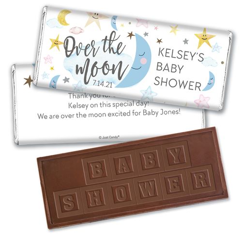 Baby Shower Personalized Embossed Chocolate Bar Over the Moon