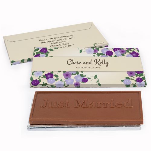 Deluxe Personalized Boho Wedding Flowers Wedding Chocolate Bar in Gift Box