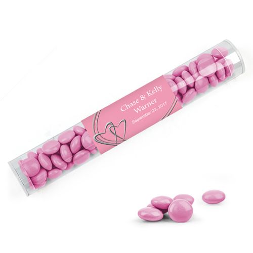 Personalized Wedding Favor Assembled Clear Tube Filled with Just Candy Milk Chocolate Minis