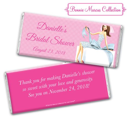 Personalized Bonnie Marcus Chocolate Bar & Wrapper - Bridal Shower Brunette Bride