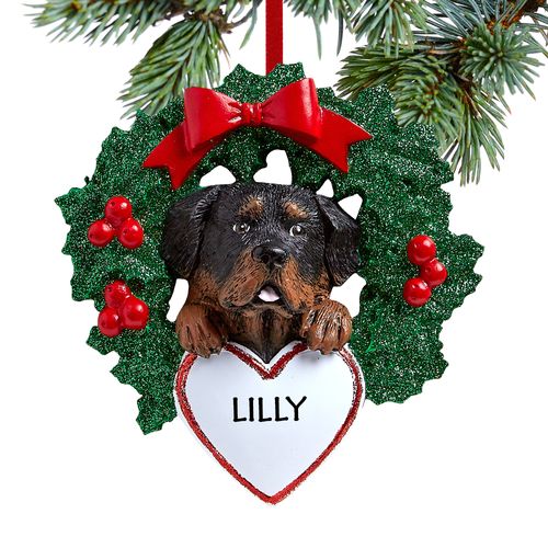 Personalized Rottweiler Dog with Wreath