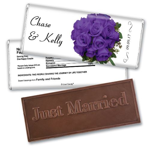 Personalized Wedding Favor Embossed Chocolate Bar Flower Bouquets