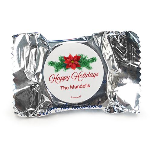 Personalized Happy Holidays Poinsettia York Peppermint Patties