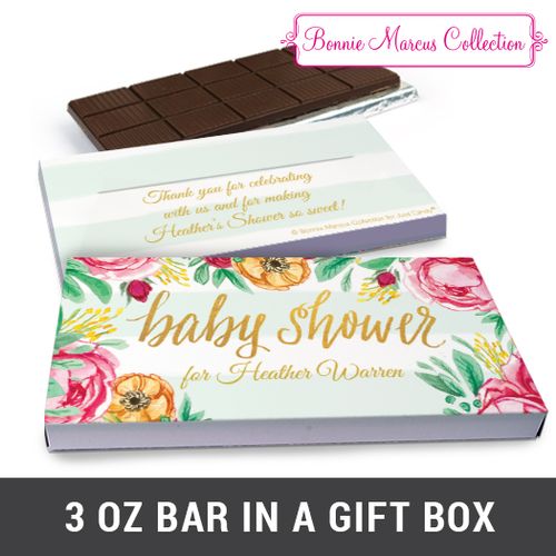 Deluxe Personalized Baby Shower Stripes Chocolate Bar in Gift Box (3oz Bar)