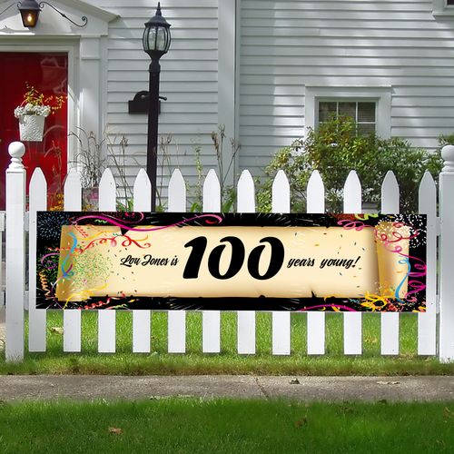 Personalized Confetti 100th Birthday 5 Ft. Banner