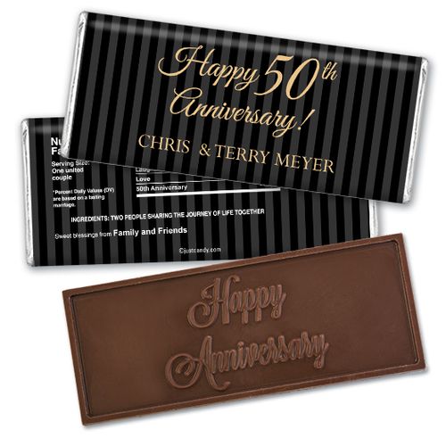 Anniversary Personalized Embossed Chocolate Bar Pinstripe
