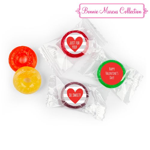 Personalized Valentine's Day Heart and Stripes LifeSavers 5 Flavor Hard Candy (300 Pack)