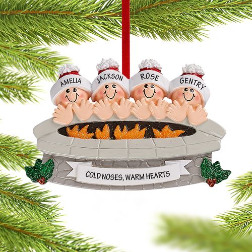 Personalized Firepit Family of 4 Christmas