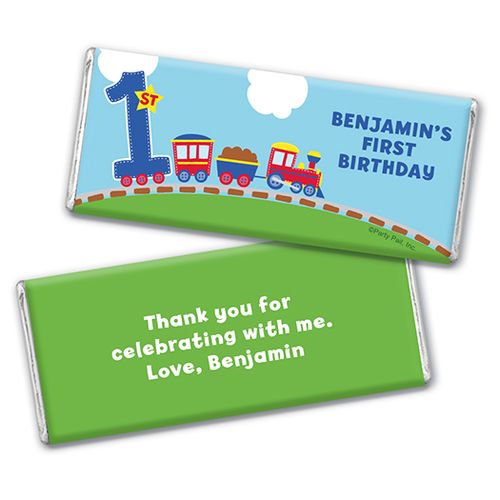 Personalized First Birthday Train Chocolate Bar & Wrapper
