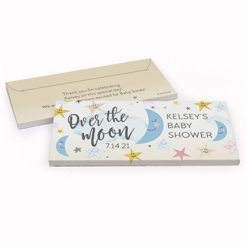 Deluxe Personalized Over the Moon Baby Shower Chocolate Bar in Gift Box