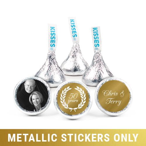 Personalized 3/4" Stickers - Metallic Anniversary Now & Then (108 Stickers)