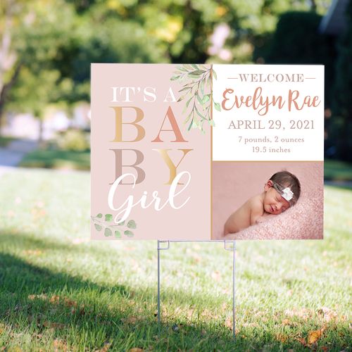 Personalized Birth Announcement Yard Sign - Baby Girl Birth Announcement