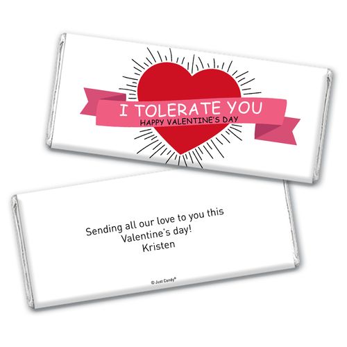 Personalized Valentine's Day I Tolerate You Chocolate Bar Wrappers Only