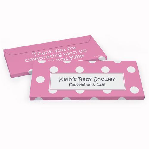Deluxe Personalized Polka Dots Baby Shower Chocolate Bar in Gift Box