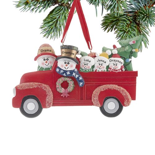 Personalized Vintage Red Truck Family of 5