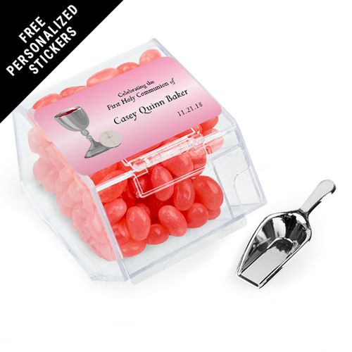 Personalized Communion Candy Bin Dispenser Host and Silver Chalice (12 Pack)