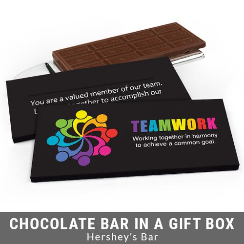 Deluxe Personalized All Hands In Teamwork Business Chocolate Bar in Gift Box