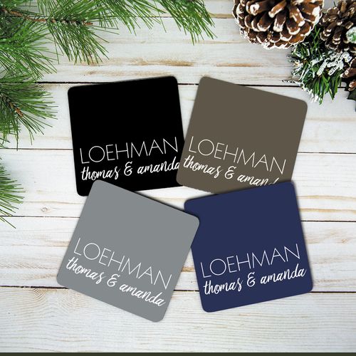 Personalized Cork Coaster - Last Name First Name (Set of 4)