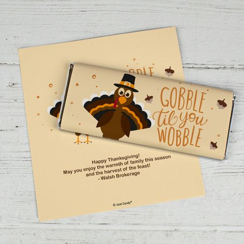 Personalized Thanksgiving Gobble til you Wobble Chocolate Bar Wrappers Only