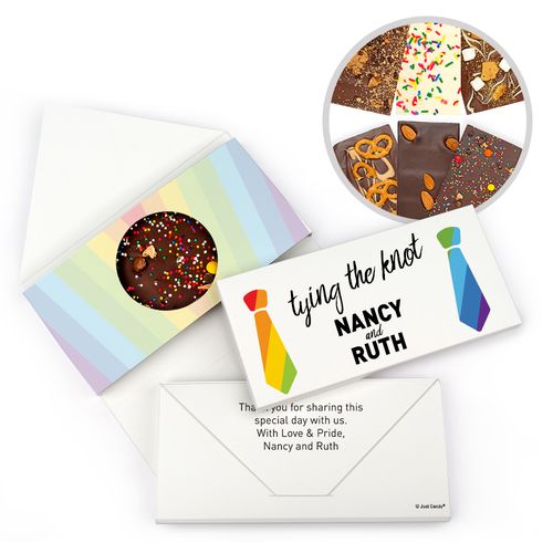 Personalized LGBT Tying the Knot Wedding Gourmet Infused Belgian Chocolate Bars (3.5oz)