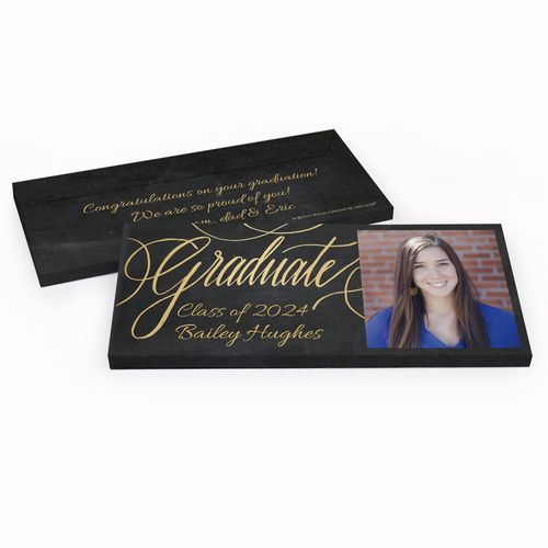 Deluxe Personalized Chalkboard Graduation Chocolate Bar in Gift Box