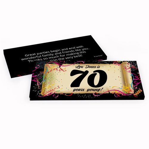 Deluxe Personalized 70th Confetti Birthday Birthday Hershey's Chocolate Bar in Gift Box