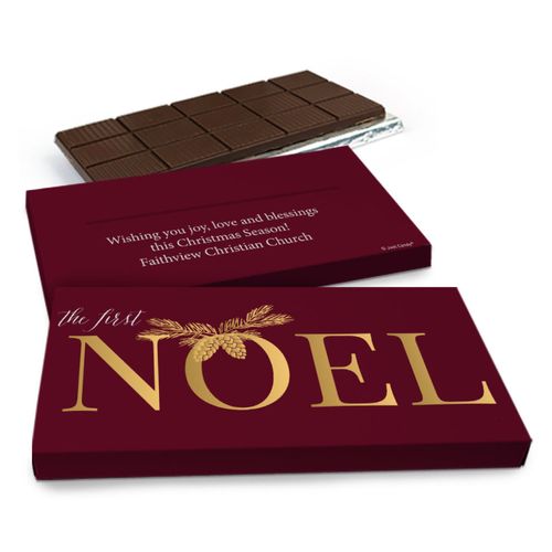 Deluxe Personalized First Noel Christmas Chocolate Bar in Gift Box (3oz Bar)