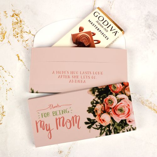 Personalized Thank You Bouquet Mother's Day Godiva Chocolate Bar in Gift Box (3.1oz)