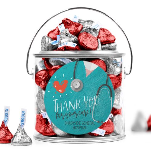 Personalized Nurse Appreciation Gift Thank You for Your Care Paint Can with Hershey's Kisses