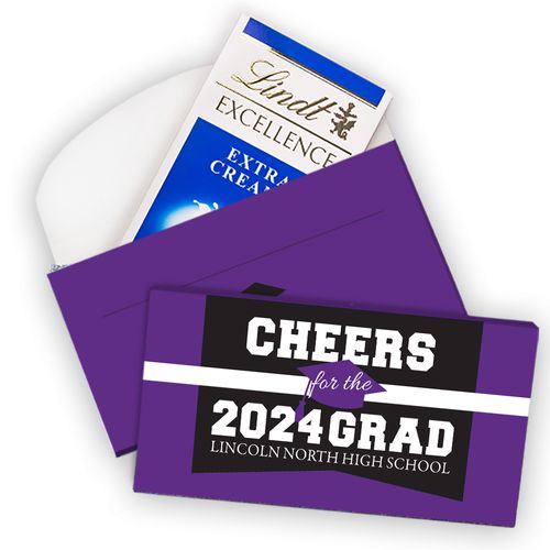 Deluxe Personalized Graduation Cheers Grad! Lindt Chocolate Bar in Gift Box (3.5oz)