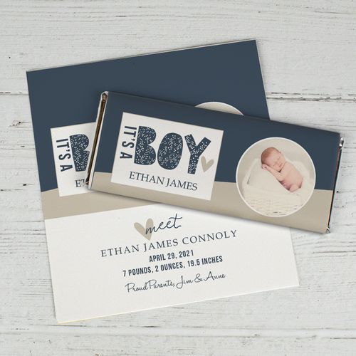 Personalized Birth Announcement It's a Boy Chocolate Bar Wrappers
