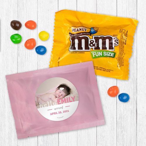 Personalized Girl Birth Announcement Pink Baby Girl - Peanut M&Ms