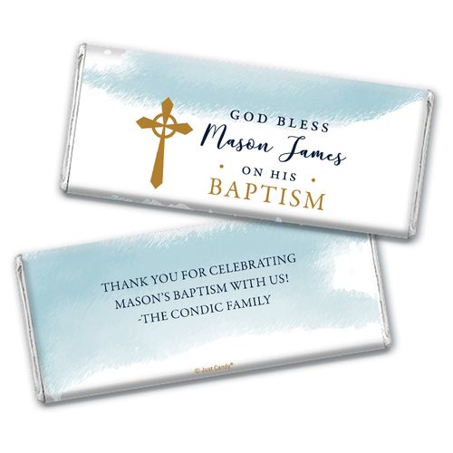 Personalized Baptism God Bless Watercolor Chocolate Bars