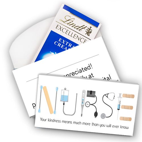 Deluxe Personalized Nurse Appreciation Lindt Chocolate Bar in Gift Box- First Aid