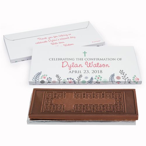 Deluxe Personalized Garden of the Lord Confirmation Embossed Chocolate Bar in Gift Box