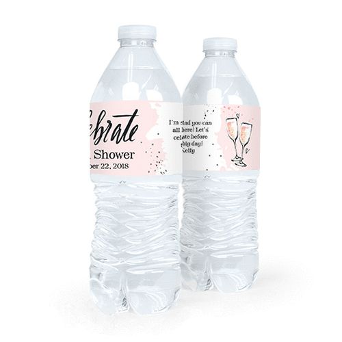 Personalized Bridal Shower Bubbly Water Bottle Sticker Labels (5 Labels)