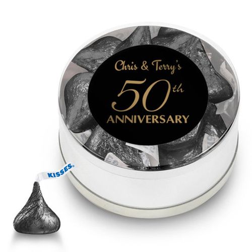 Anniversary Party Favors Personalized Small Silver Plastic Tin 50th Anniversary Favor (25 Pack)