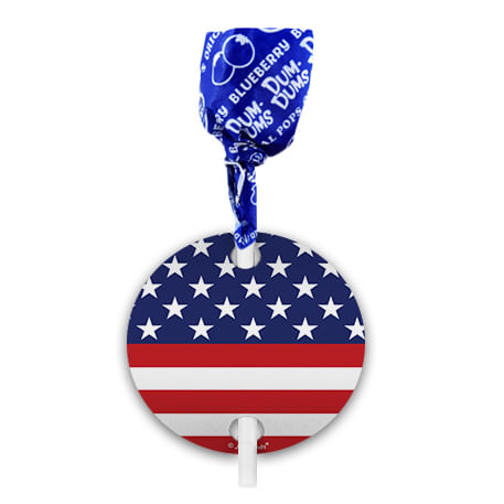 Independence Day American Flag Dum Dums with Gift Tag (75 pops)