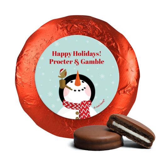 Personalized Happy Holidays Snowman Chocolate Covered Oreos