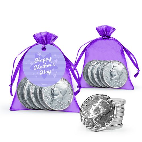 Purple Flowers Mother's Day Extra Small Organza Bag with Gift Tag
