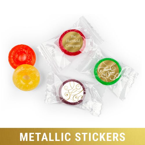 Personalized Life Savers 5 Flavor Hard Candy - Metallic Thank You Swirls